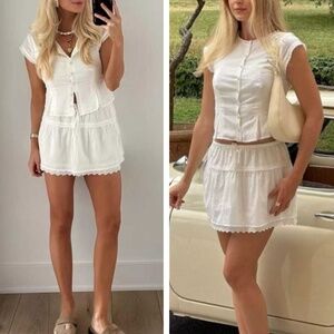 NWT BEST Reformation Valetta Cotton Two Piece Set of 2 - White Ivory Sz0